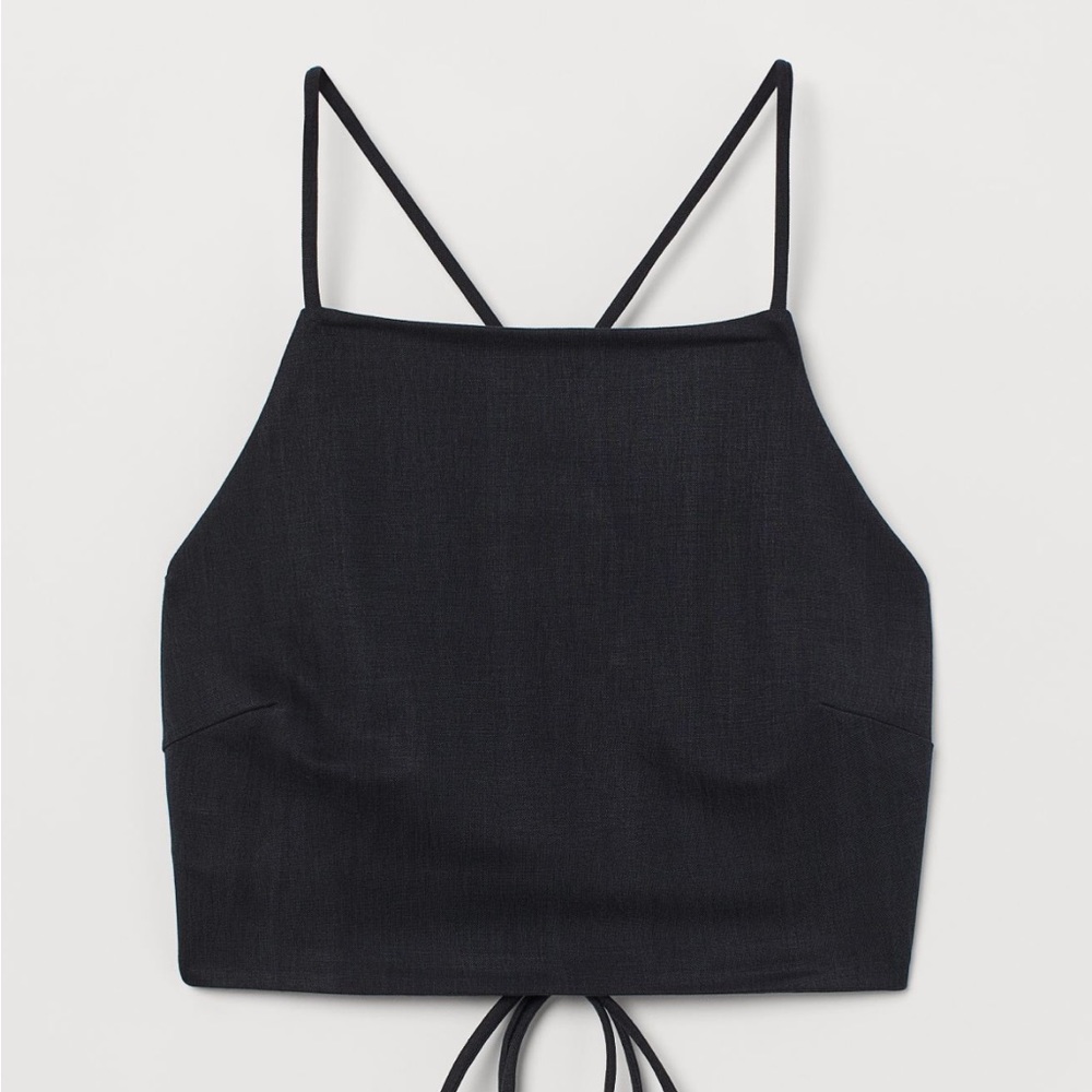 NWT H&M Open Backed Black Crop Top